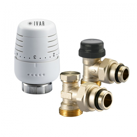 Kit-uri pentru radiator - Kit robineti unghi, EUROK x 3/8“ M O-ring, actuator T5000, seria N