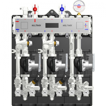 MULTIMIX - Modul de distribuție MULTIMIX pentru centrale termice, 3 zone, cu pompa WILO4F, caseta, MUL 1HE/1LE
