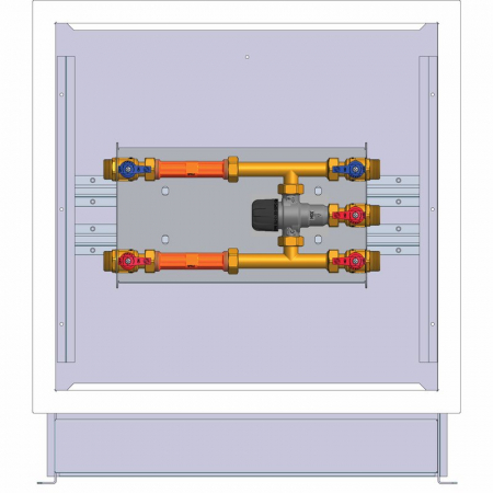 Module pentru contorizarea directa a apei menajere - Modul de contorizare MC31, (Q3 2,5 m³/h) + MIX - G 3/4”, cu unitati pentru apa calda si apa rece menajera + vana de amestec, fara caseta
