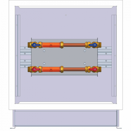 Module pentru contorizarea directa a apei menajere - Modul de contorizare MC3, (Q3 4 m³/h) - G 1”, cu unitati pentru apa calda si apa rece menajera, caseta 200086 inclusa