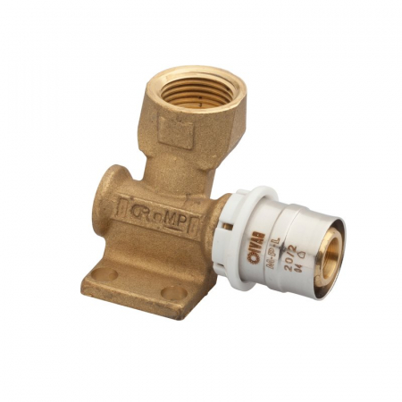 Fitinguri - Cot sertizare, plastic, 1/2“ F x 16/2, cu talpa pentru prindere orizontala dreapta, MPL 5724