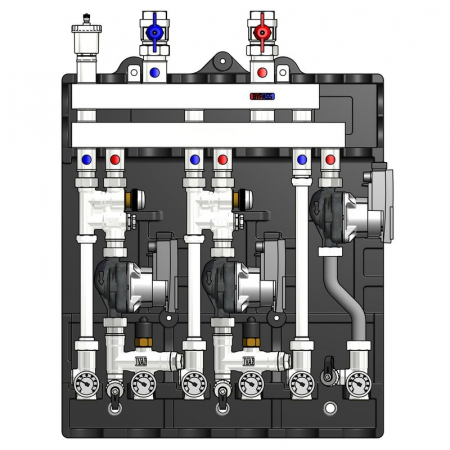 MULTIMIX-C - Modul de distribuție MULTIMIX-C pentru centrale termice, 3 zone, caseta, pompa WILO4F-110, MUL-C 1HE/2LE