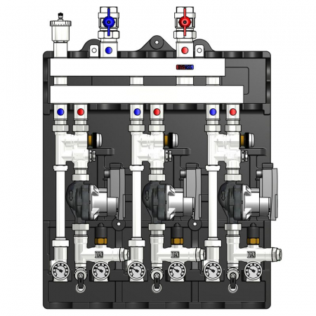 MULTIMIX-C - Modul de distribuție MULTIMIX-C pentru centrale termice, 3 zone temperatura scazuta, cu izolatie, pompa WILO4F-110, MUL-C 3LE
