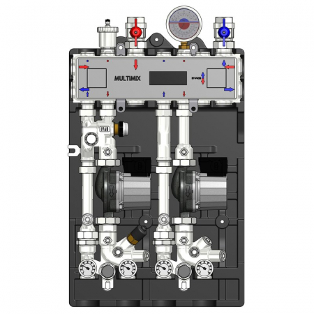 MULTIMIX - Modul de distribuție MULTIMIX pentru centrale termice, 3 zone, cu pompa WILO 3, izolatie, MUL 1H/2L