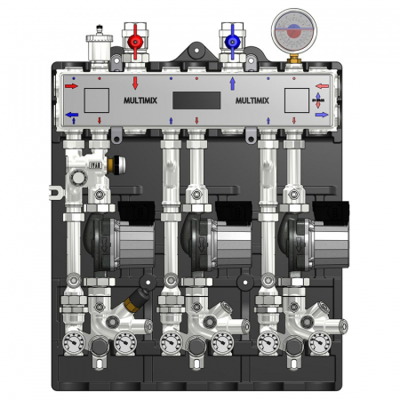 MULTIMIX - Modul de distribuție MULTIMIX pentru centrale termice de zonă, 3 zone, pompa WILO 3F, caseta si izolatie, MUL2H/1L