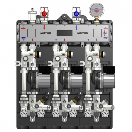 MULTIMIX - Modul de distribuție MULTIMIX pentru centrale termice de zonă, 3 zone temperatura scazuta, pompa WILO 3F, izolatie, MUL 3L