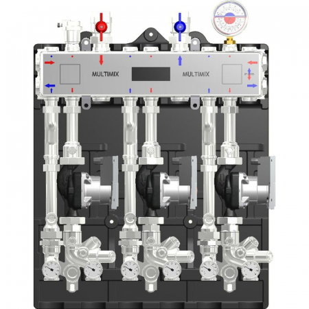 MULTIMIX - Modul de distribuție MULTIMIX pentru centrale termice de zonă, 3 zone temperatura ridicata, pompa WILO 4F, izolatie, MUL 3HE