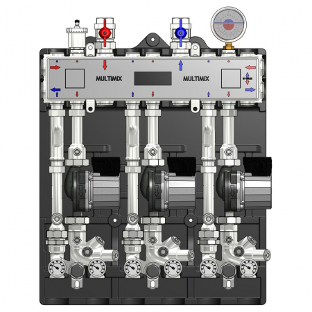 MULTIMIX - Modul de distribuție MULTIMIX pentru centrale termice de zonă, 3 zone temperatura ridicata, pompa WILO 4F, izolatie, MUL 3H