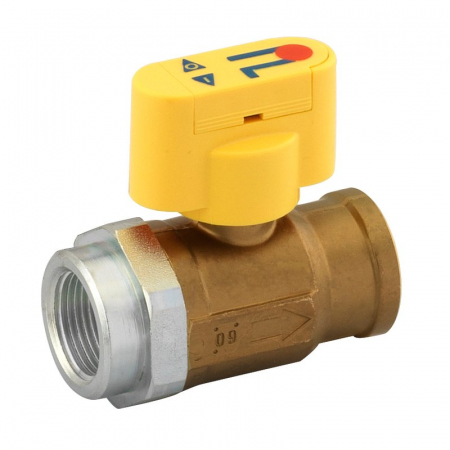 Robineti izolare pentru contoare gaz - Supapa izolare contoar gaze, 3/4” F x 3/4” F, cu garnitura presiune si maner de siguranta, VGD 00