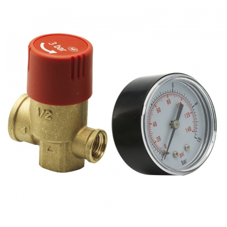 Supape siguranta - Supapa de siguranta, 1/2“ F x 1/2“ F, 3 bar, cu manometru, VSC 05 H