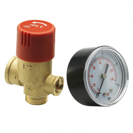 Supape siguranta - Supapa de siguranta, 1/2“ M x 1/2“ F, 3 bar, cu manometru, VSC 15 H