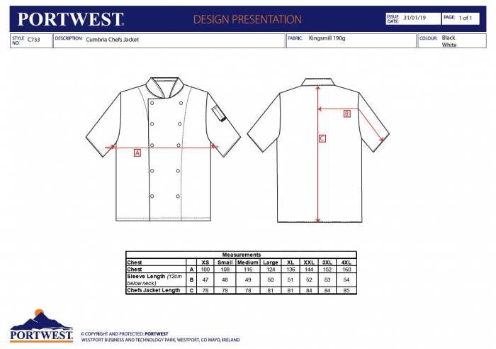 Tunica bucatar Cumbria Chefs, diverse culori [4]