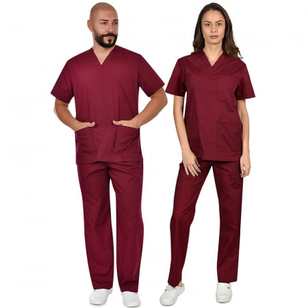 Uniforme medicale - Set tunică şi pantaloni, visiniu