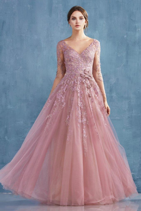 Rochie AndreaLeo Couture A0988 roz lunga de seara princess din tulle [2]