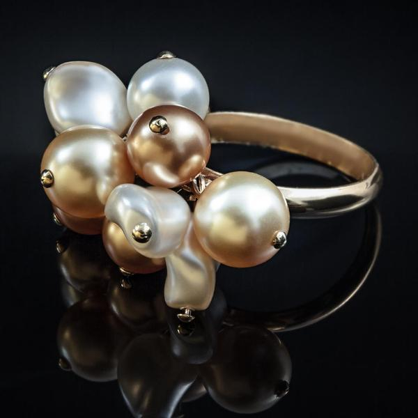 Inel perle Swarovski 7103 Dew Drops Bronze G [2]
