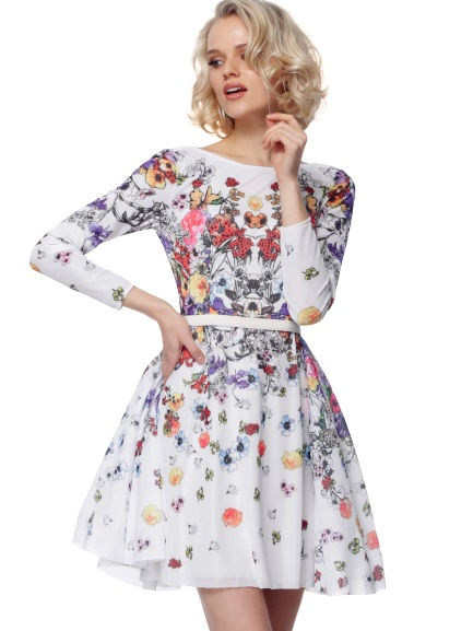 Rochie Jovani 65967 inflorata scurta de ocazie baby doll din tulle [2]