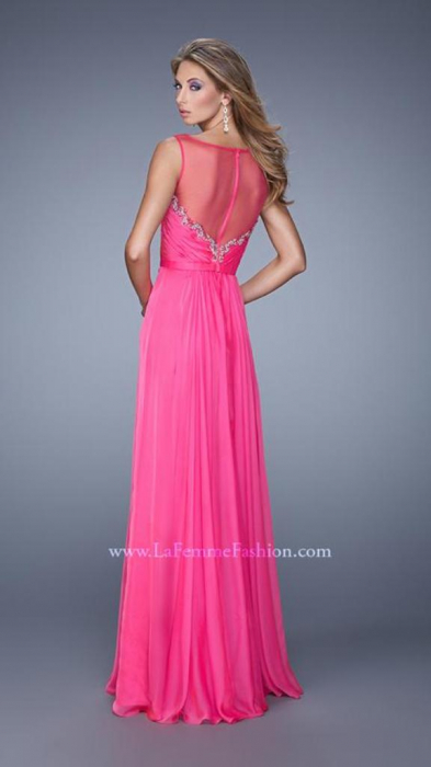 Rochie La Femme Fashion 20956 fuchsia lunga de seara in clos din voal [3]