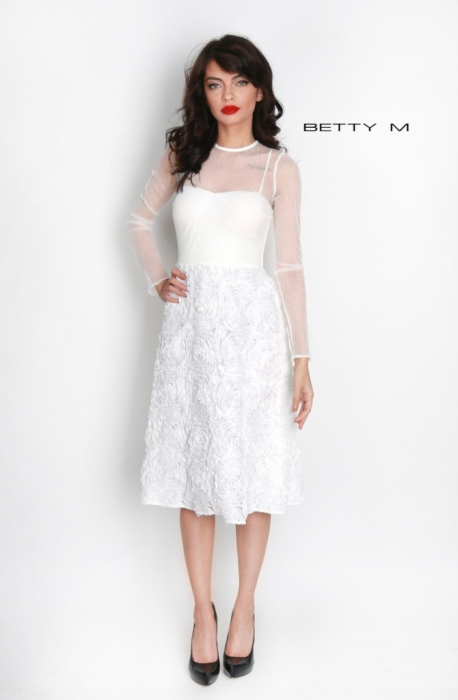 Rochie Betty M Dunes alba midi de cocktail in clos din tulle [2]
