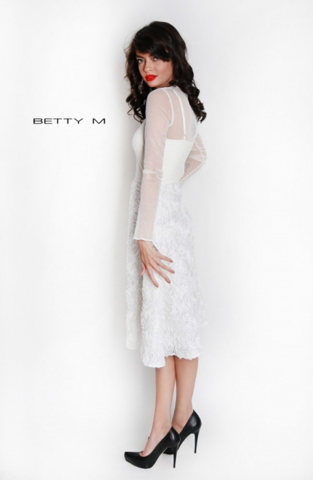 Rochie Betty M Dunes alba midi de cocktail in clos din tulle [3]