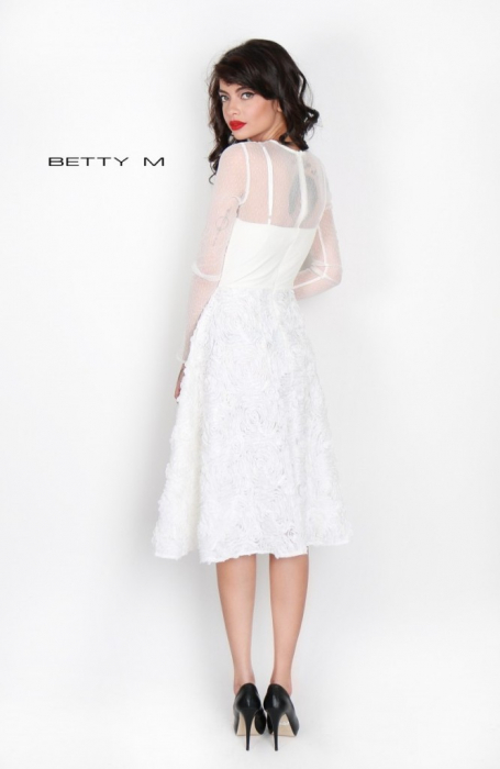 Rochie Betty M Dunes alba midi de cocktail in clos din tulle [5]