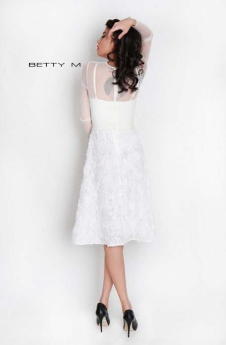 Rochie Betty M Dunes alba midi de cocktail in clos din tulle [6]
