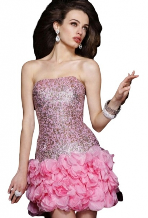 Rochie Sherri Hill 8430 roz scurta de ocazie mulata din matase [2]