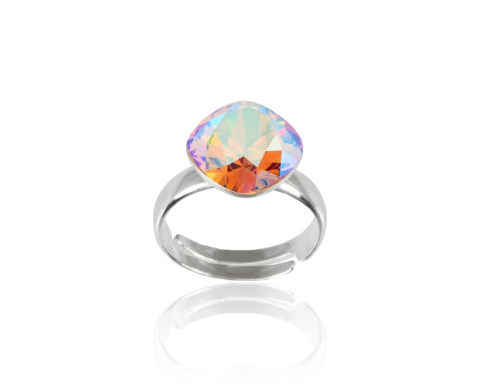 Inel din argint cu cristale Primero Square Fancy Light Colorado Topaz Shimmer [1]