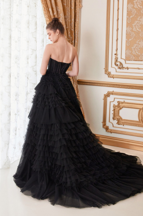 Rochie Andrea Leo Couture A1017 neagra de seara tip princess din tulle [4]