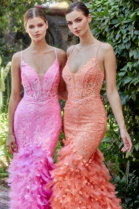 Rochie Andrea Leo Couture A1116 roz de seara tip sirena din tulle [3]