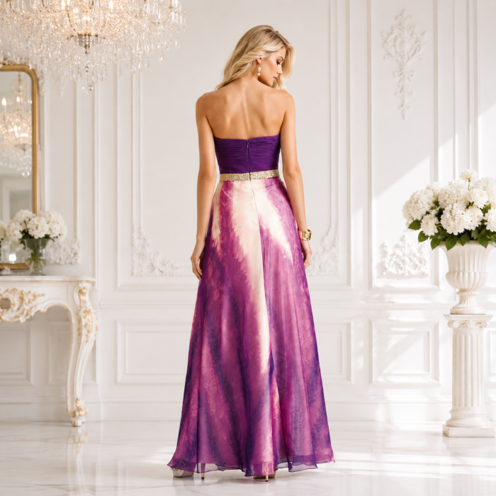 Rochie Faviana 6962 imprimata lunga de seara in clos din voal [2]