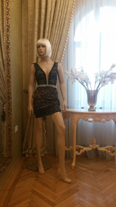 Rochie Jovani JVN27093 neagra scurta de ocazie mulata din dantela [4]