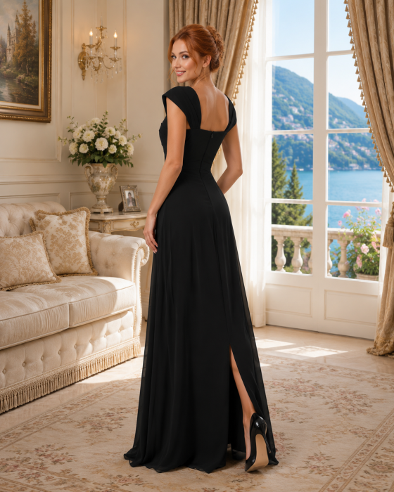 Rochie Ladivine 3948 neagra de seara in clos din voal [2]