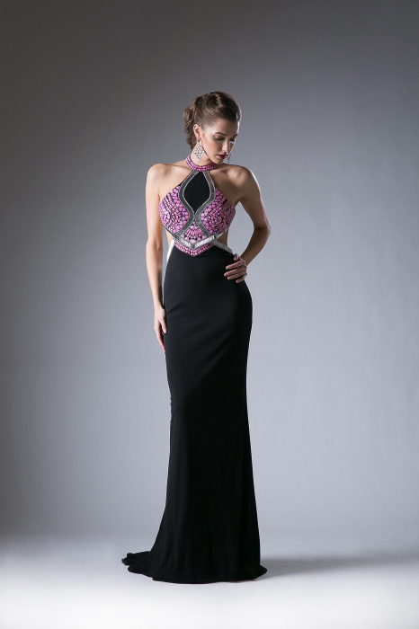 Rochie Ladivine 5012 neagra de seara mulata din jerse [1]