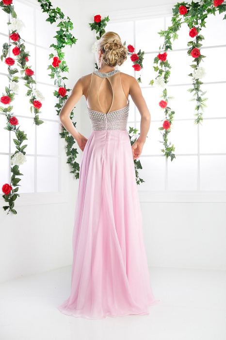Rochie Ladivine 8107 roz de seara in clos din voal [2]