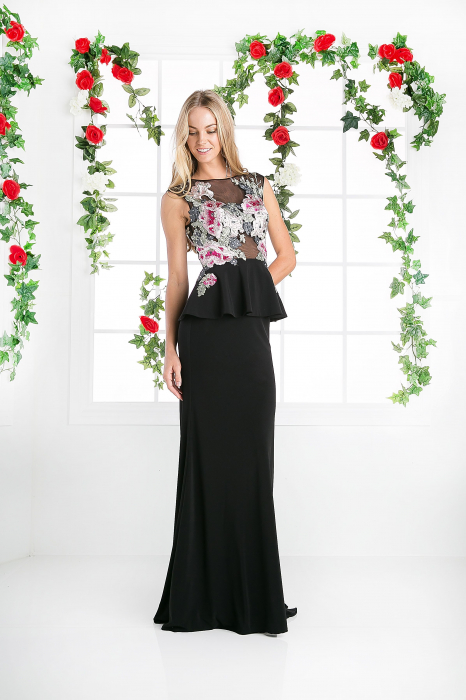 Rochie Ladivine CK80 neagra de seara mulata din jerse [1]