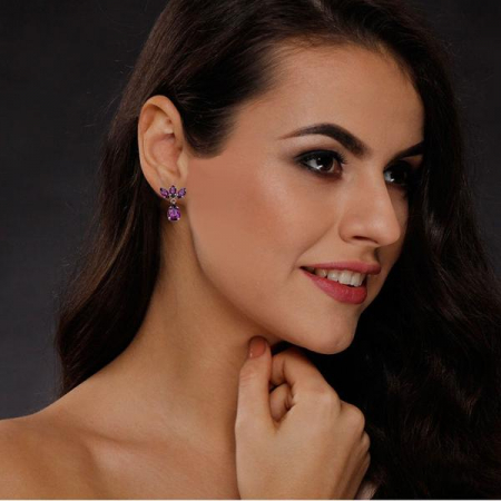 Cercei cristale Swarovski 3136 Jocelyn Amethyst [1]