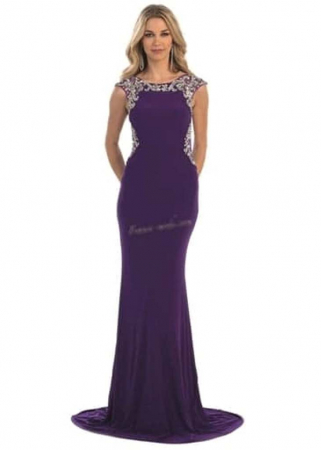 Rochie France Mode M7263 mov lunga de seara mulata din jerse [1]