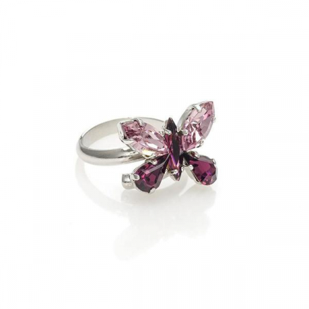 Inele cristale Swarovski - Inel cristale Swarovski 7104 Butterfly Amethyst