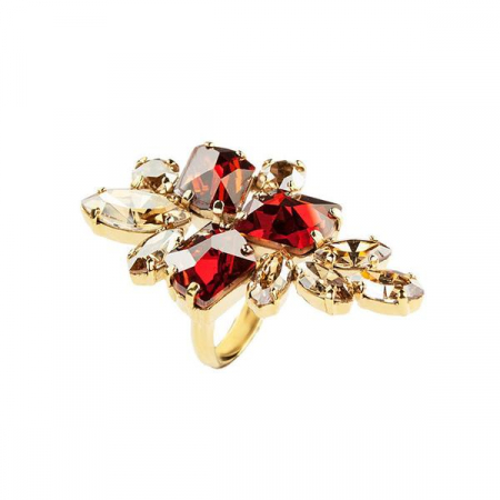 Inele cristale Swarovski - Inel cristale Swarovski 7203 Viktoria Red Magma