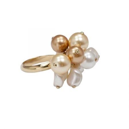 Inele cristale Swarovski - Inel perle Swarovski 7103 Dew Drops Bronze G