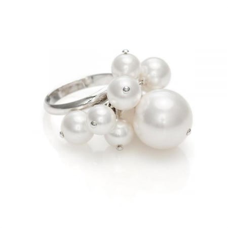 Inele cristale Swarovski - Inel perle Swarovski 7103 Dew Drops White Pearl