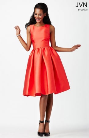 Rochie Jovani JVN23434 neagra midi de ocazie baby doll din taffeta [1]
