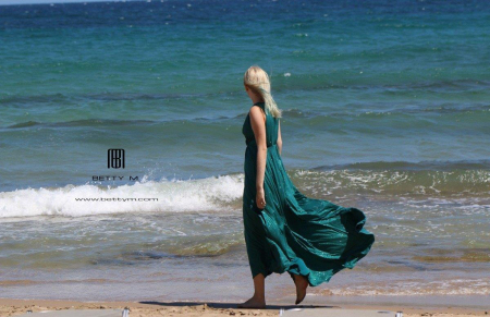 Rochie Betty M Celebrity verde lunga de seara in clos din jerse [3]