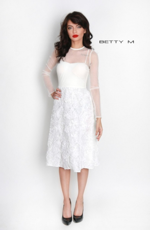 Rochie Betty M Dunes alba midi de cocktail in clos din tulle [1]