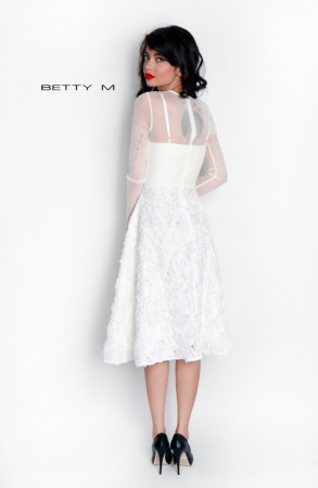 Rochie Betty M Dunes alba midi de cocktail in clos din tulle [3]