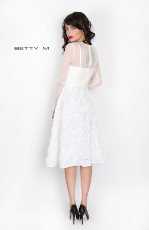 Rochie Betty M Dunes alba midi de cocktail in clos din tulle [4]