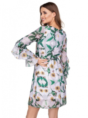 Rochie Betty M Become Flowers cu imprimeu floral scurta de vara in clos din voal [1]