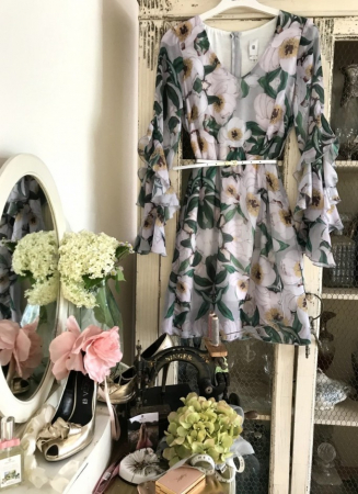 Rochie Betty M Become Flowers cu imprimeu floral scurta de vara in clos din voal [3]