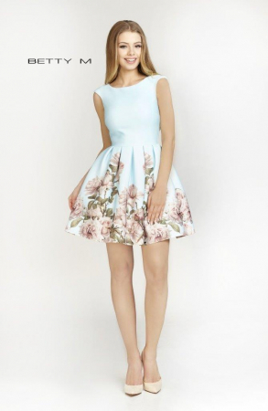 Rochie Betty M Evening Southern Sky bleu cu flori scurta de vara baby doll [1]