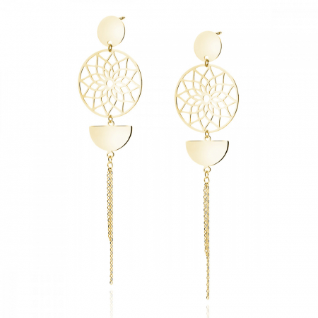 Cercei argint - Cercei argint placati cu aur galben 14K Z1797EG Mandala